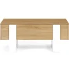 Table basse bois et blanc avec plateau relevable