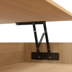 Table basse carrée bois et blanc avec plateau relevable