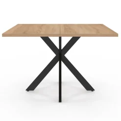 Table basse carrée pied araignée 70 cm bois et noir