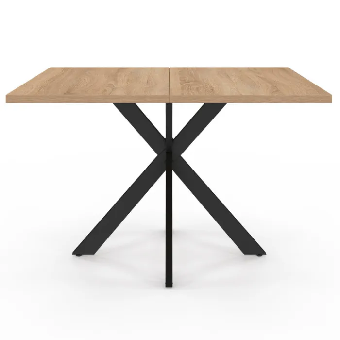Table basse carrée pied araignée 70 cm bois et noir