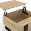 Table basse carrée plateau relevable bois et noir