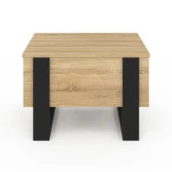 Table basse carrée plateau relevable bois et noir