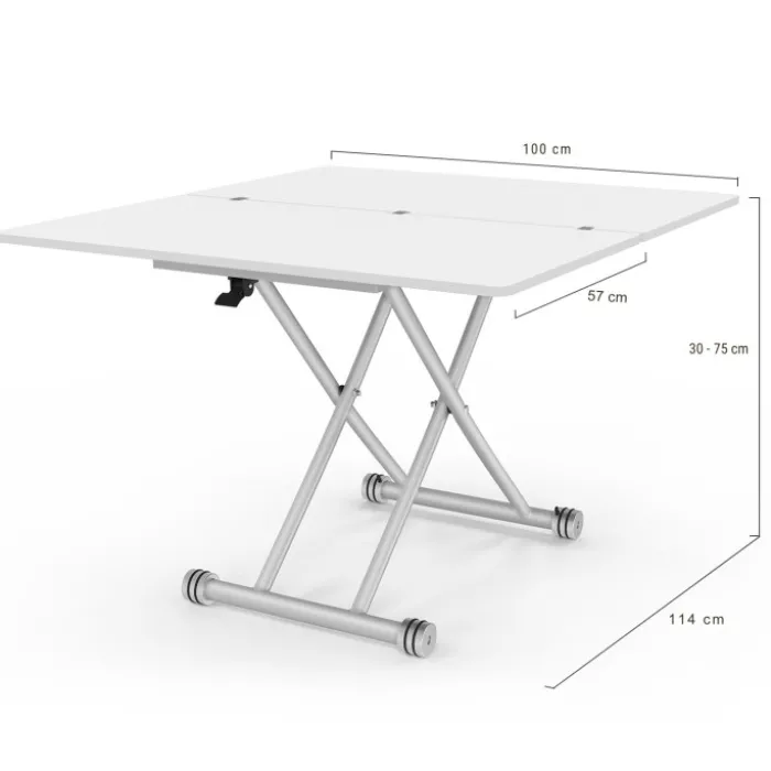 Table basse convertible en table à manger blanche