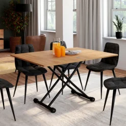 Table basse convertible en table à manger industrielle