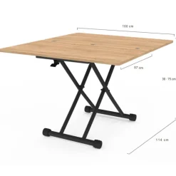Table basse convertible en table à manger industrielle