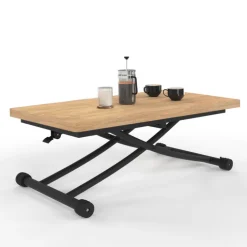 Table basse convertible en table à manger industrielle