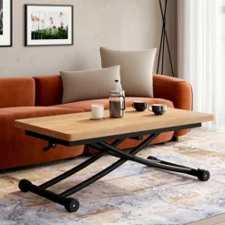 Table basse convertible en table à manger industrielle