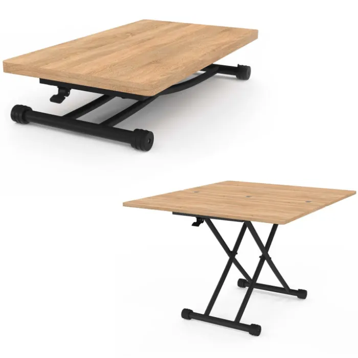 Table basse convertible en table à manger industrielle