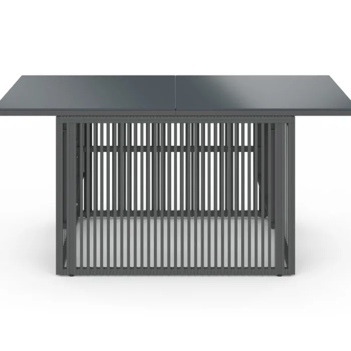 Table basse de jardin relevable rectangulaire 100 cm RIO structure métal et cordage gris anthracite