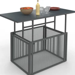 Table basse de jardin relevable rectangulaire 100 cm RIO structure métal et cordage gris anthracite