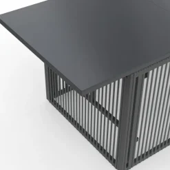 Table basse de jardin relevable rectangulaire 100 cm RIO structure métal et cordage gris anthracite