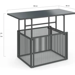 Table basse de jardin relevable rectangulaire 100 cm RIO structure métal et cordage gris anthracite