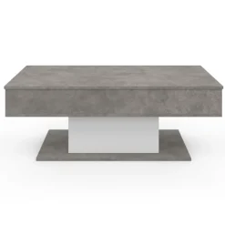 Table basse effet béton et blanc