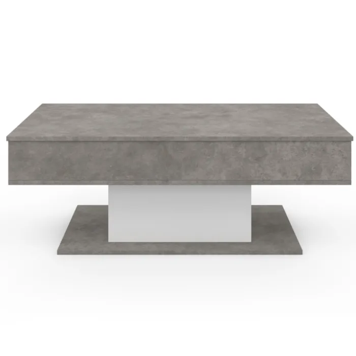 Table basse effet béton et blanc
