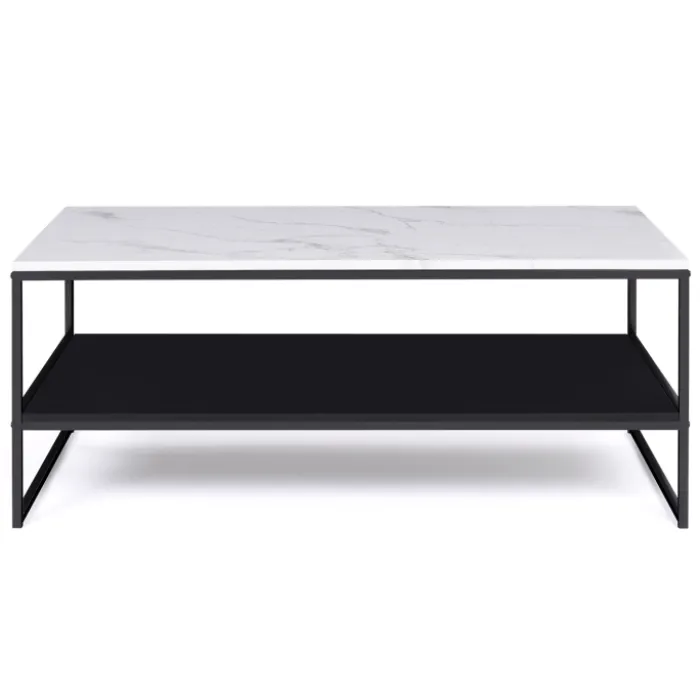 Table basse effet marbre double plateau