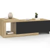 Table basse extensible rectangulaire 100-130 cm 1 porte bois et noir