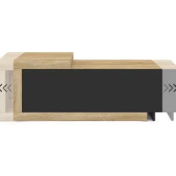 Table basse extensible rectangulaire 100-130 cm 1 porte bois et noir