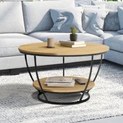 Table basse filaire ronde double plateau