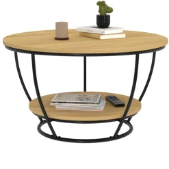 Table basse filaire ronde double plateau