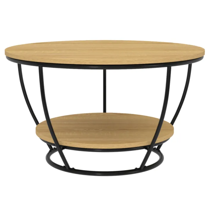 Table basse filaire ronde double plateau