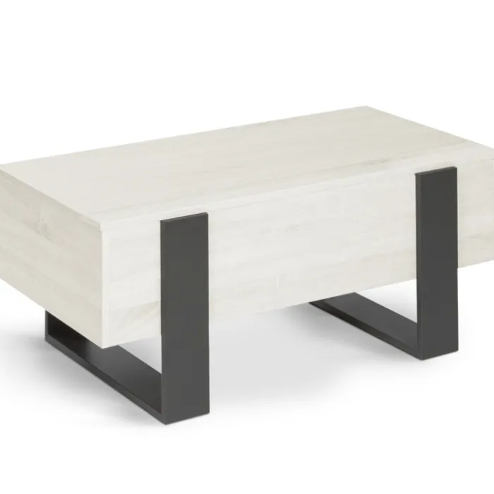 Table basse industrielle relevable bois gris
