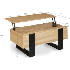 Table basse industrielle relevable bois et noir