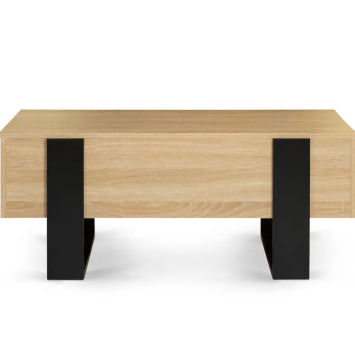 Table basse industrielle relevable bois et noir