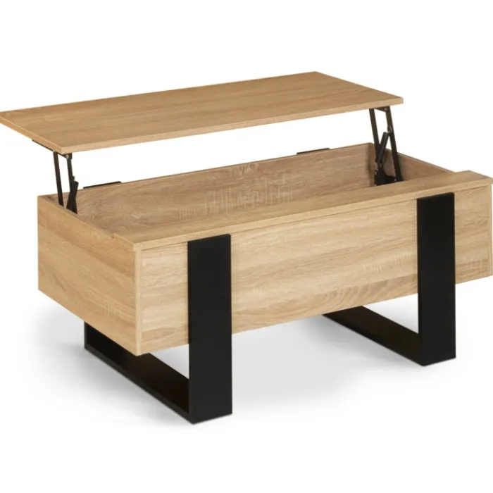 Table basse industrielle relevable bois et noir