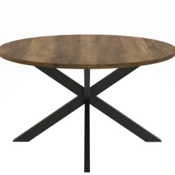 Table basse industrielle ronde 70 cm pied araignée noir bois foncé