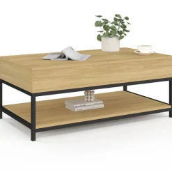 Table basse industrielle plateau relevable avec étagère