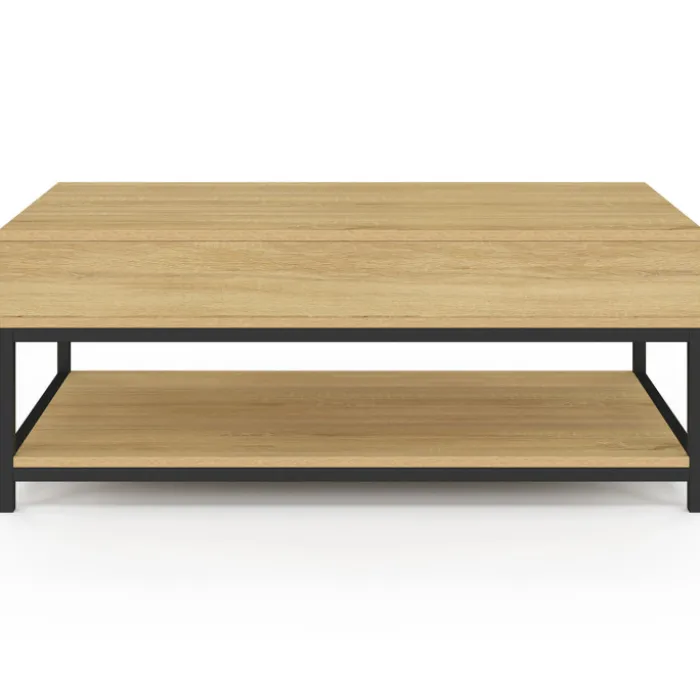Table basse industrielle plateau relevable avec étagère