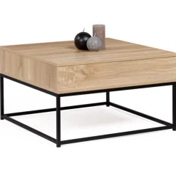 Table basse industrielle carrée avec plateau relevable