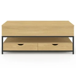 Table basse industrielle rectangulaire plateau relevable