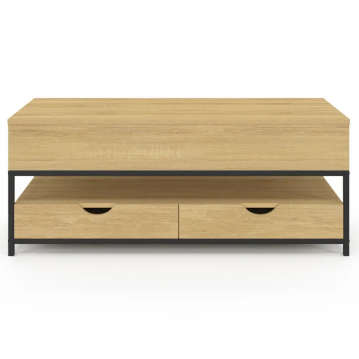 Table basse industrielle rectangulaire plateau relevable