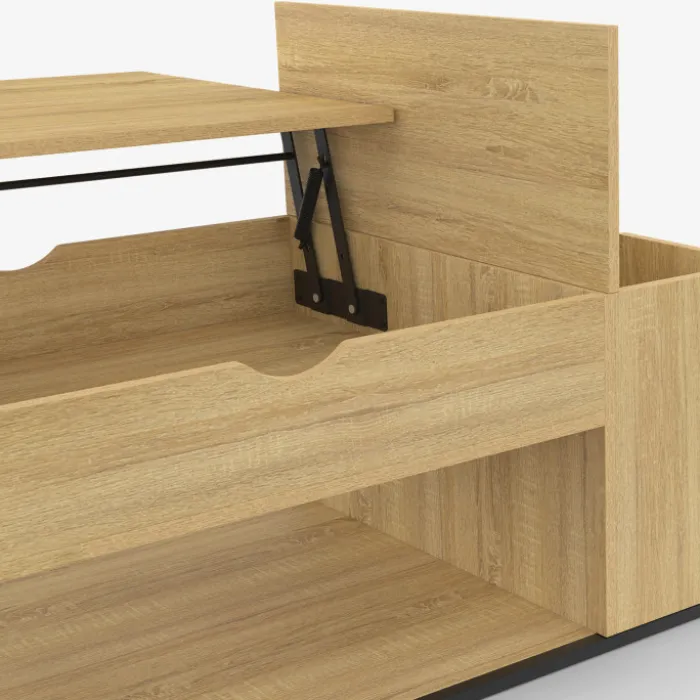 Table basse industrielle plateau relevable avec coffre