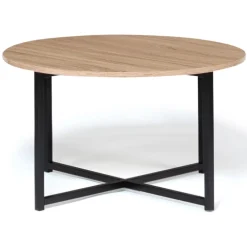 Table basse industrielle ronde bois et métal