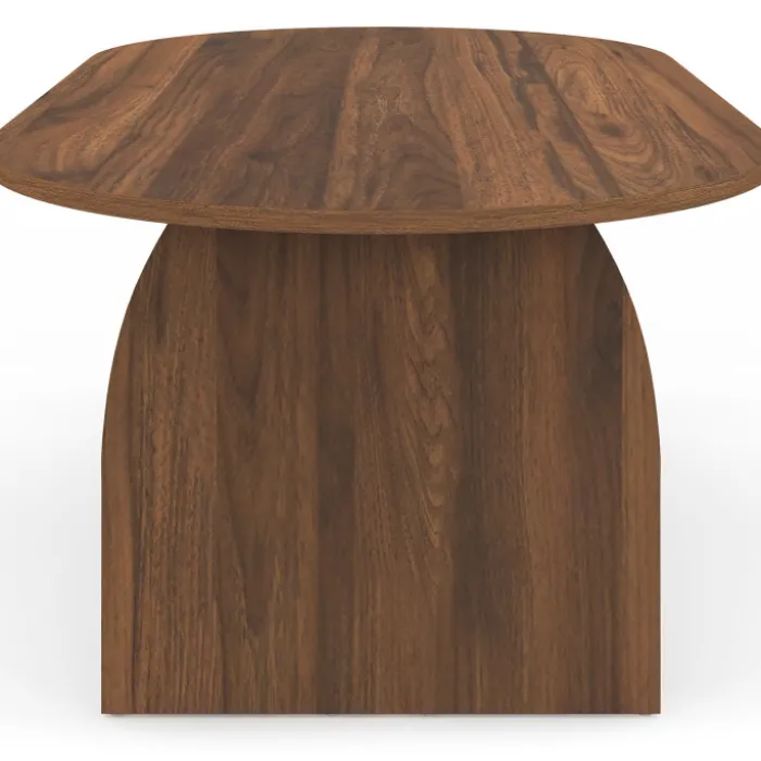 Table basse japandi ovale 110 cm bois effet noyer