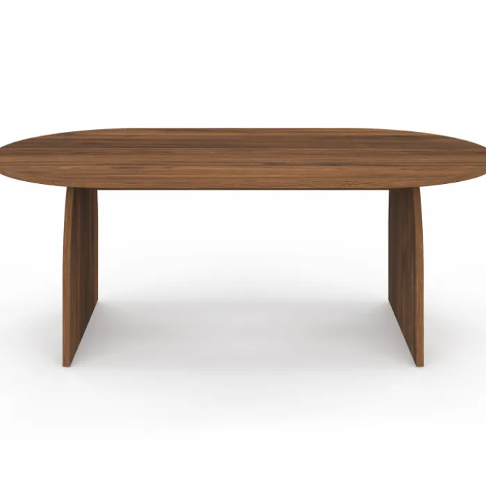Table basse japandi ovale 110 cm bois effet noyer