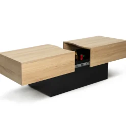 Table basse moderne bicolore avec rangement mini bar intégré