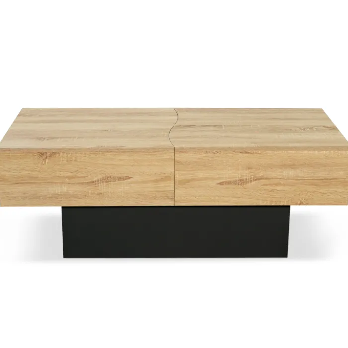 Table basse moderne bicolore avec rangement mini bar intégré