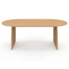 Table basse ovale pied central bois effet hêtre 110 cm