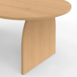 Table basse ovale pied central bois effet hêtre 110 cm