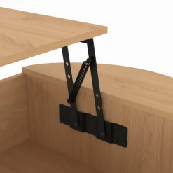 Table basse ovale plateau relevable 100 cm bois façon hêtre design arrondi