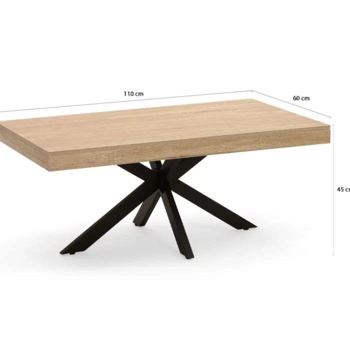 Table basse pied araignée bois et noir