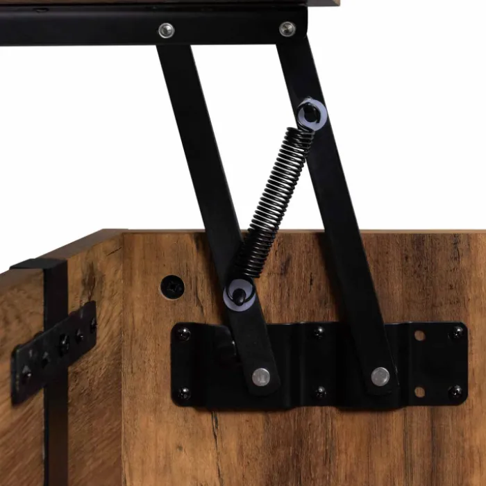 Table basse plateau relevable bois foncé pied épingle