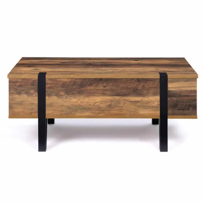 Table basse plateau relevable bois foncé pied épingle