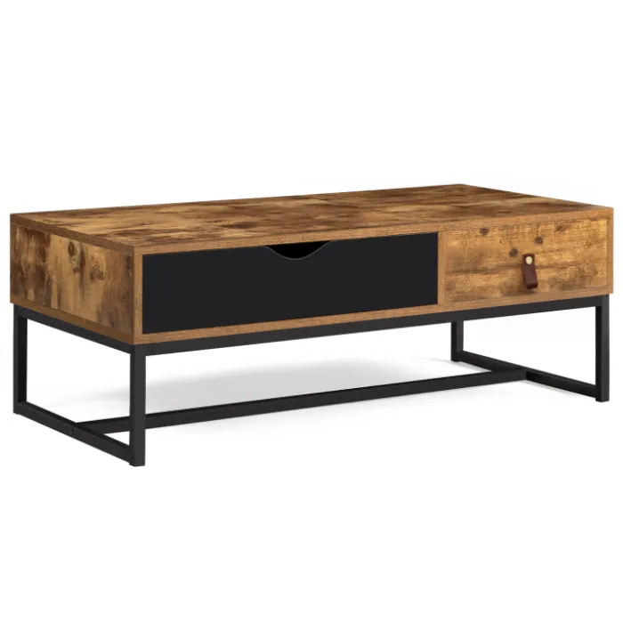 Table basse plateau relevable style industriel 1 tiroir