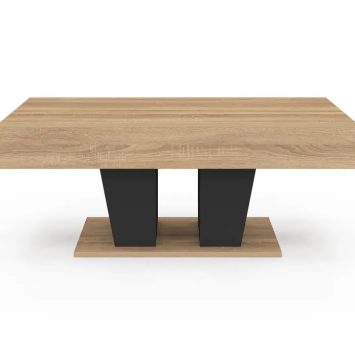 Table basse plateau relevable rectangulaire bois et noir