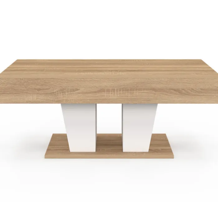 Table basse plateau relevable rectangulaire bois et blanc
