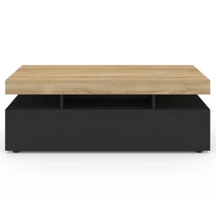 Table basse rectangle 100 cm avec 2 tiroirs noirs